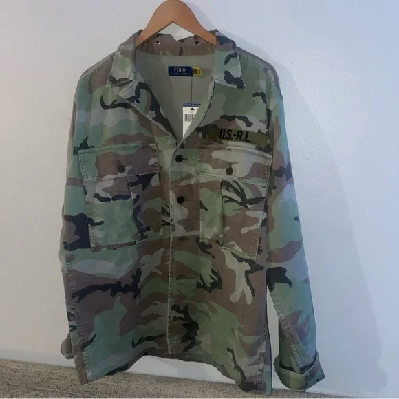 Polo Ralph Lauren Camo Military Over Shirt U.S.-R.L. Jacket Camouflage ( L ) - Picture 4 of 12